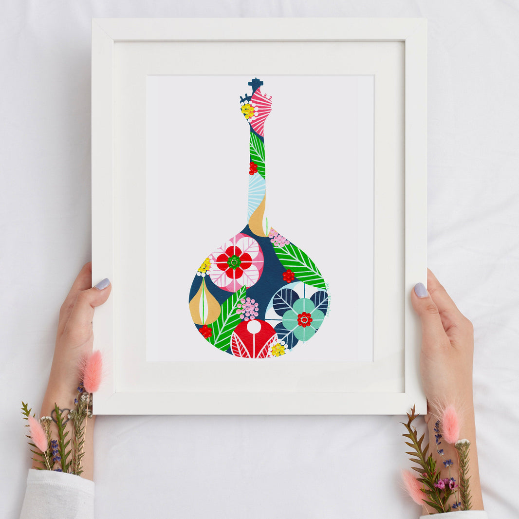 Portuguese Guitar (Navy) - Acrylic on Paper