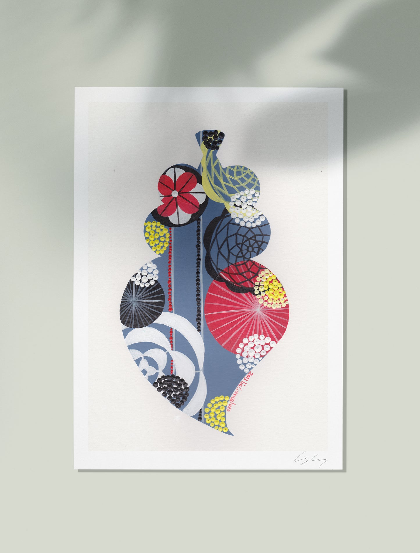 An unframed fine art print, by Lis Gonçalves. Open edition, signed by the artist (printed in Hahnemühle matt fibre paper) featuring a colorful Portuguese Viana heart on a white background