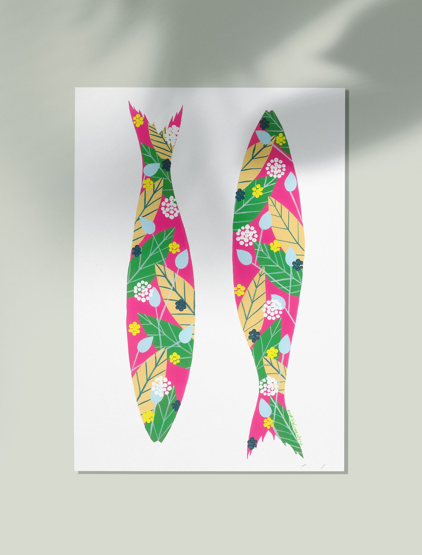 Sardines (Fuchsia) - Acrylic on Paper