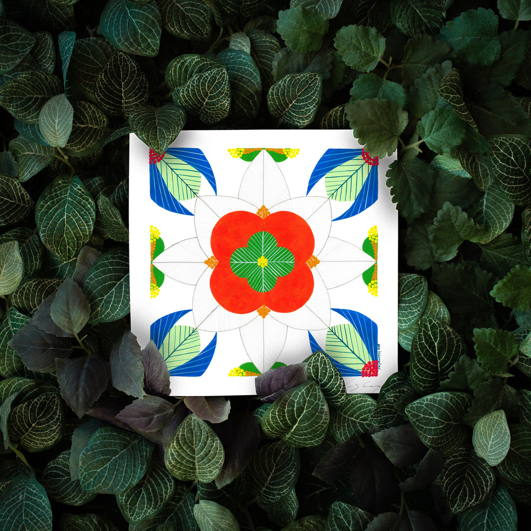 Portuguese Tiles (Mixed media - Orange)