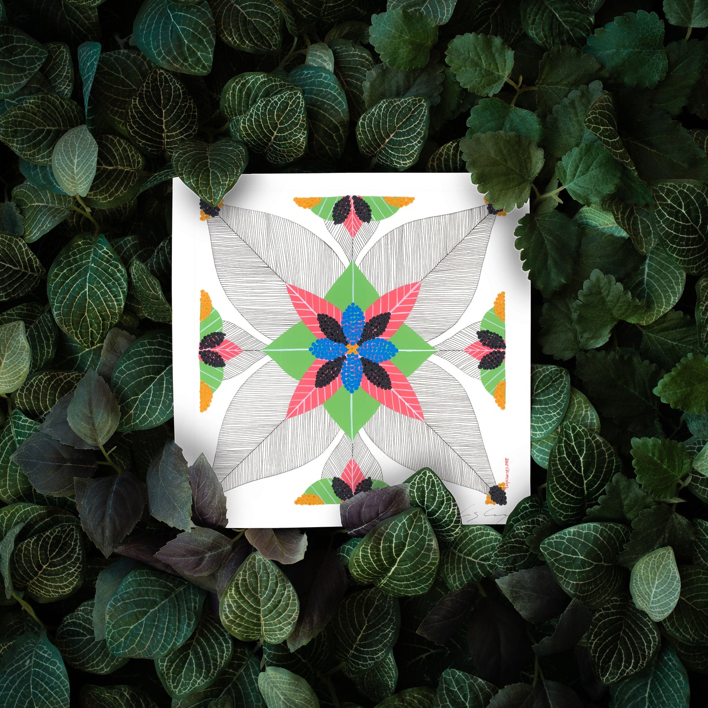 Portuguese Tiles (Mixed media - Pink)