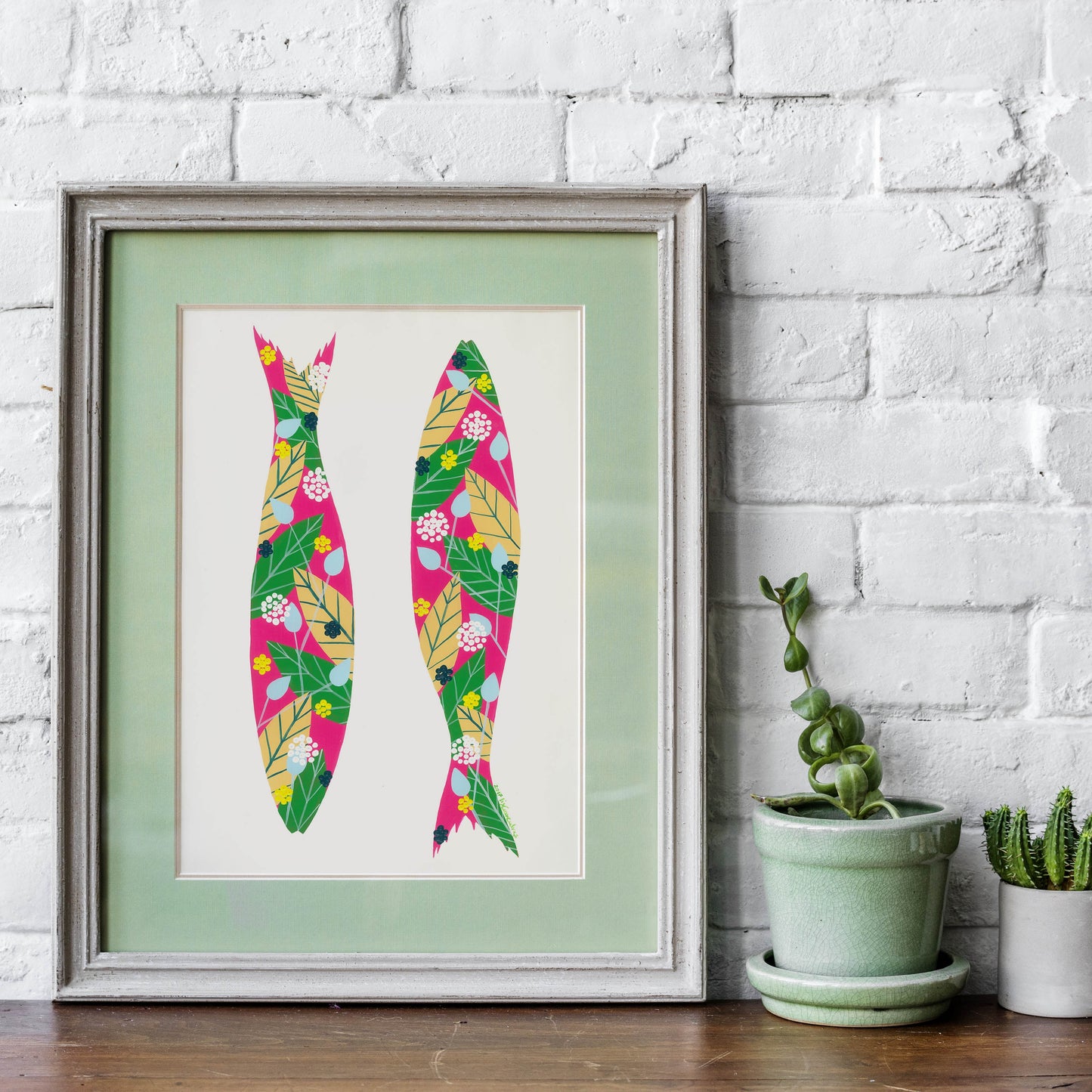 Sardines (Fuchsia) - Acrylic on Paper