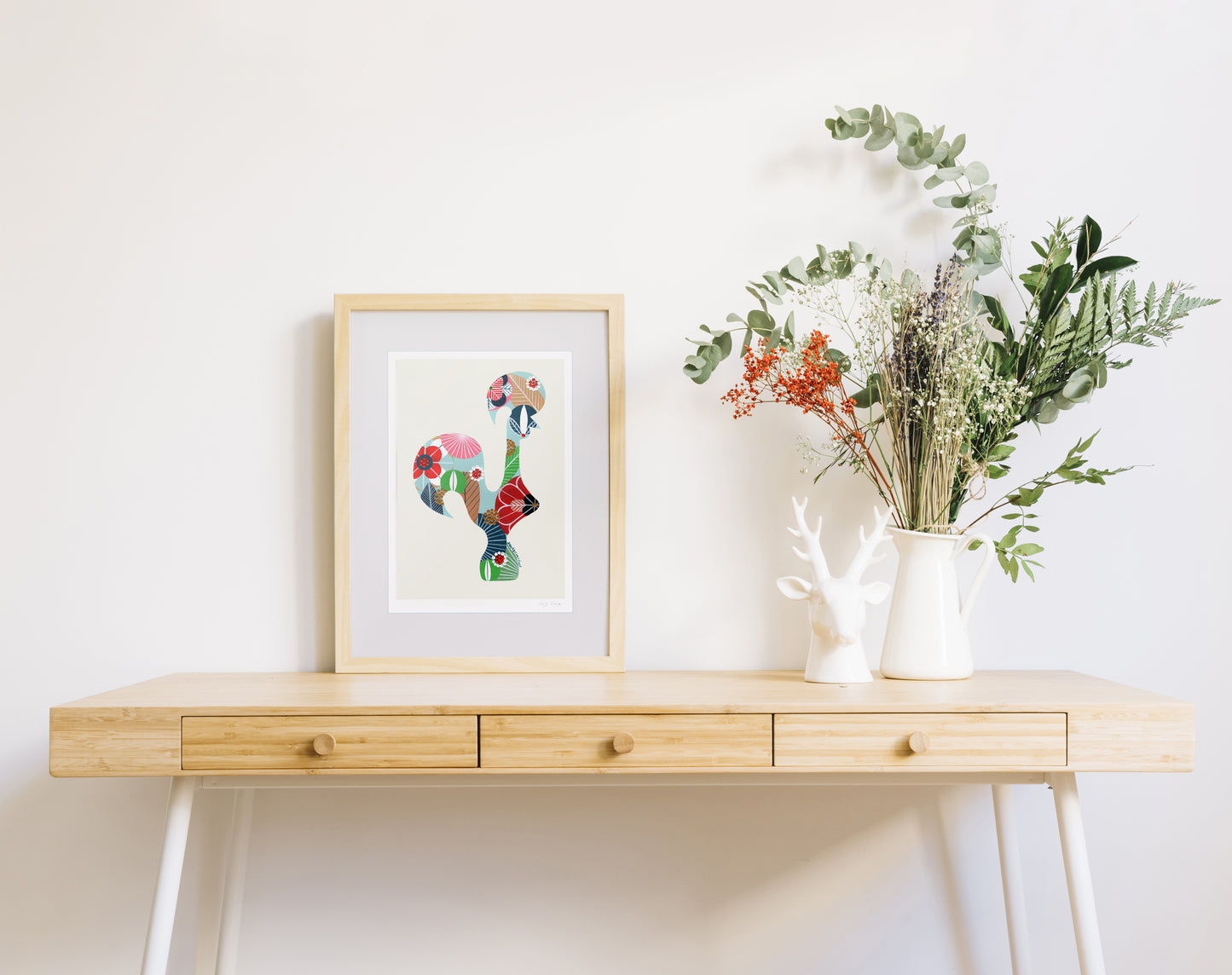 Portuguese Rooster (Light Blue) - Acrylic on Paper
