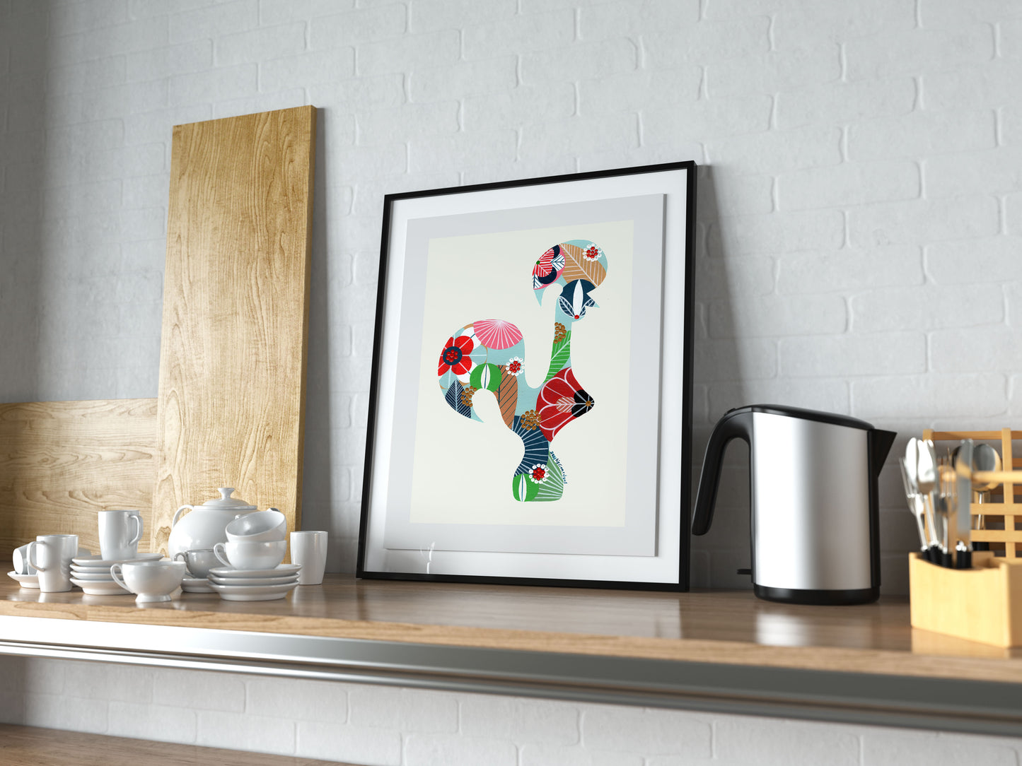 Portuguese Rooster (Light Blue) - Acrylic on Paper