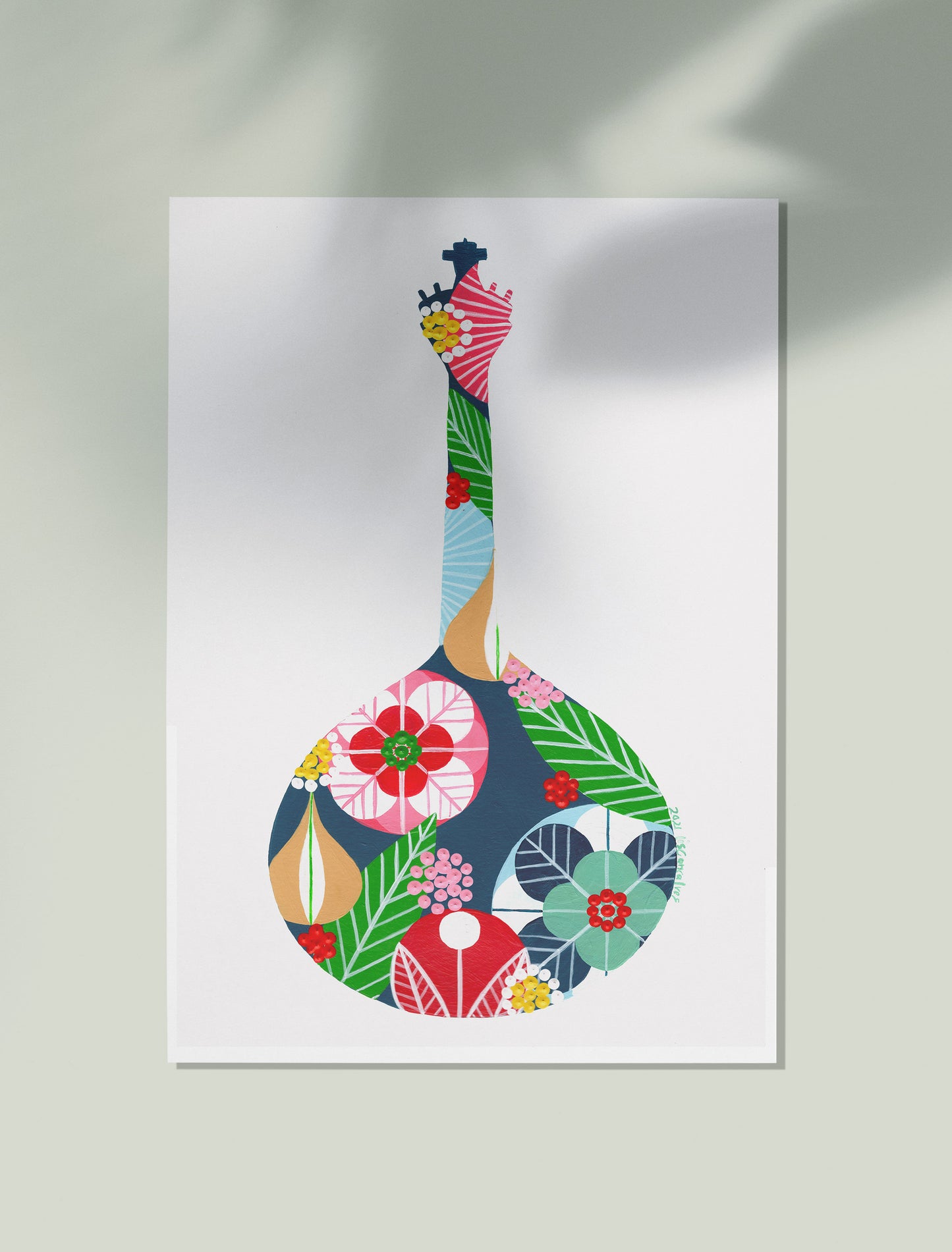Portuguese Guitar (Navy) - Acrylic on Paper