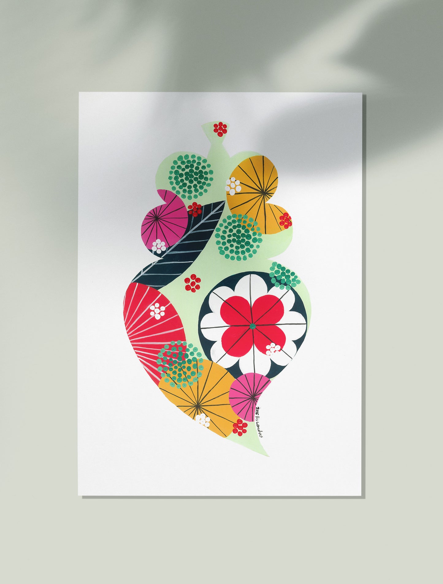 Portuguese Heart (Aqua green) - Acrylic on Paper