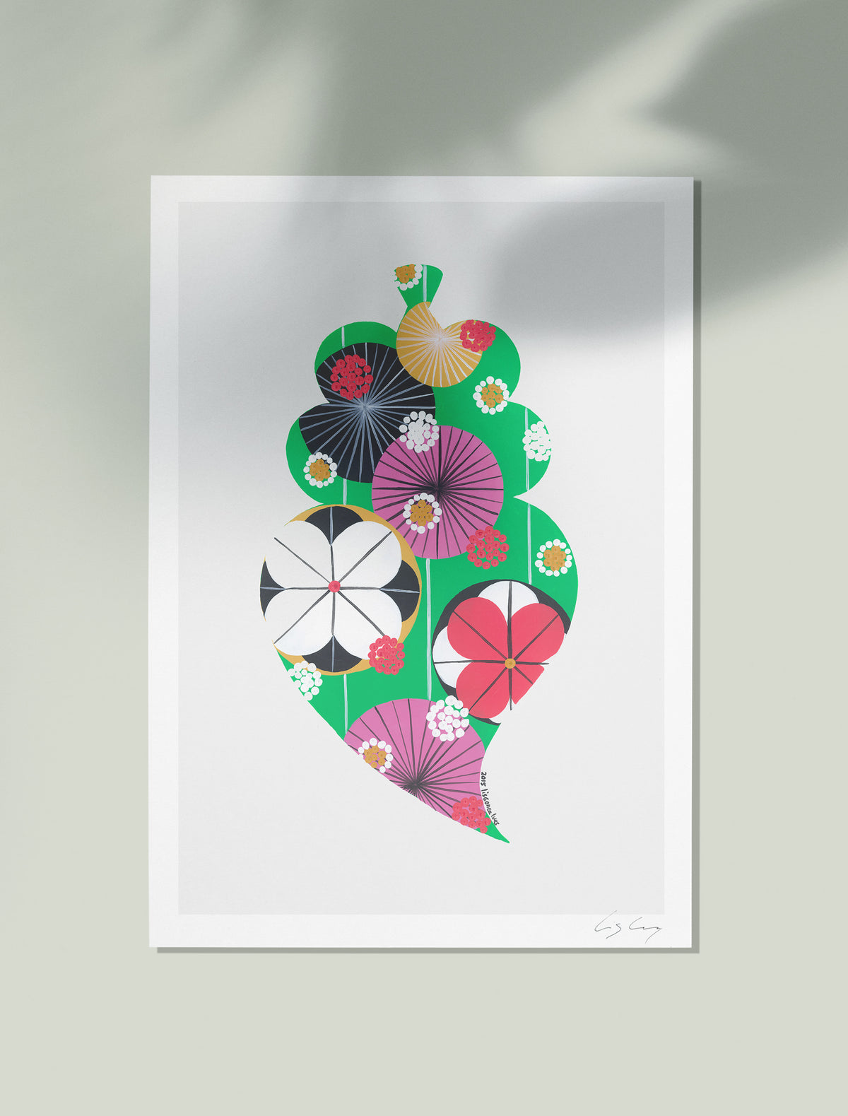 An unframed fine art print, by Lis Gonçalves. Open edition, signed by the artist (printed in Hahnemühle matt fibre paper) featuring a colorful Portuguese Viana heart on a light gray background