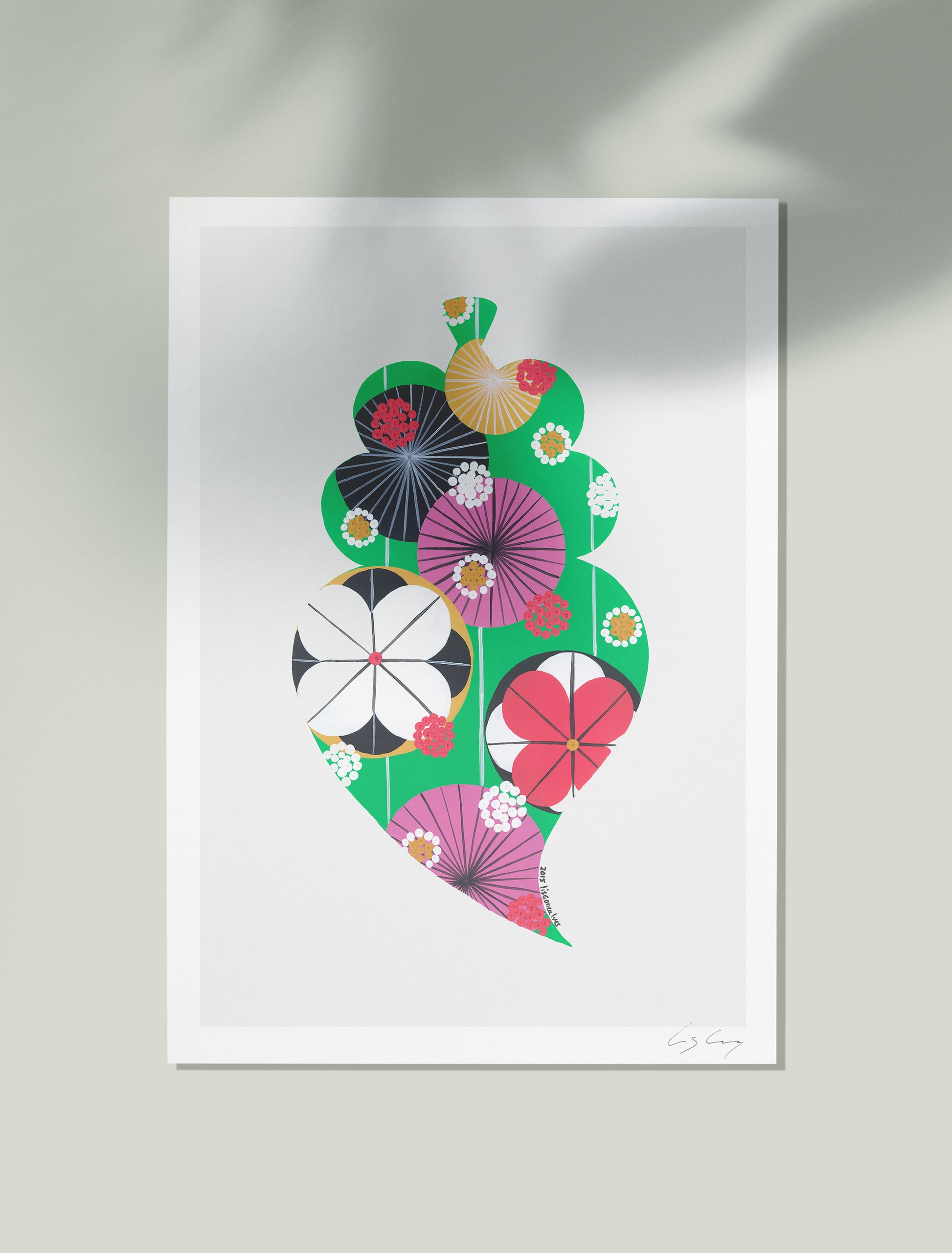 An unframed fine art print, by Lis Gonçalves. Open edition, signed by the artist (printed in Hahnemühle matt fibre paper) featuring a colorful Portuguese Viana heart on a light gray background
