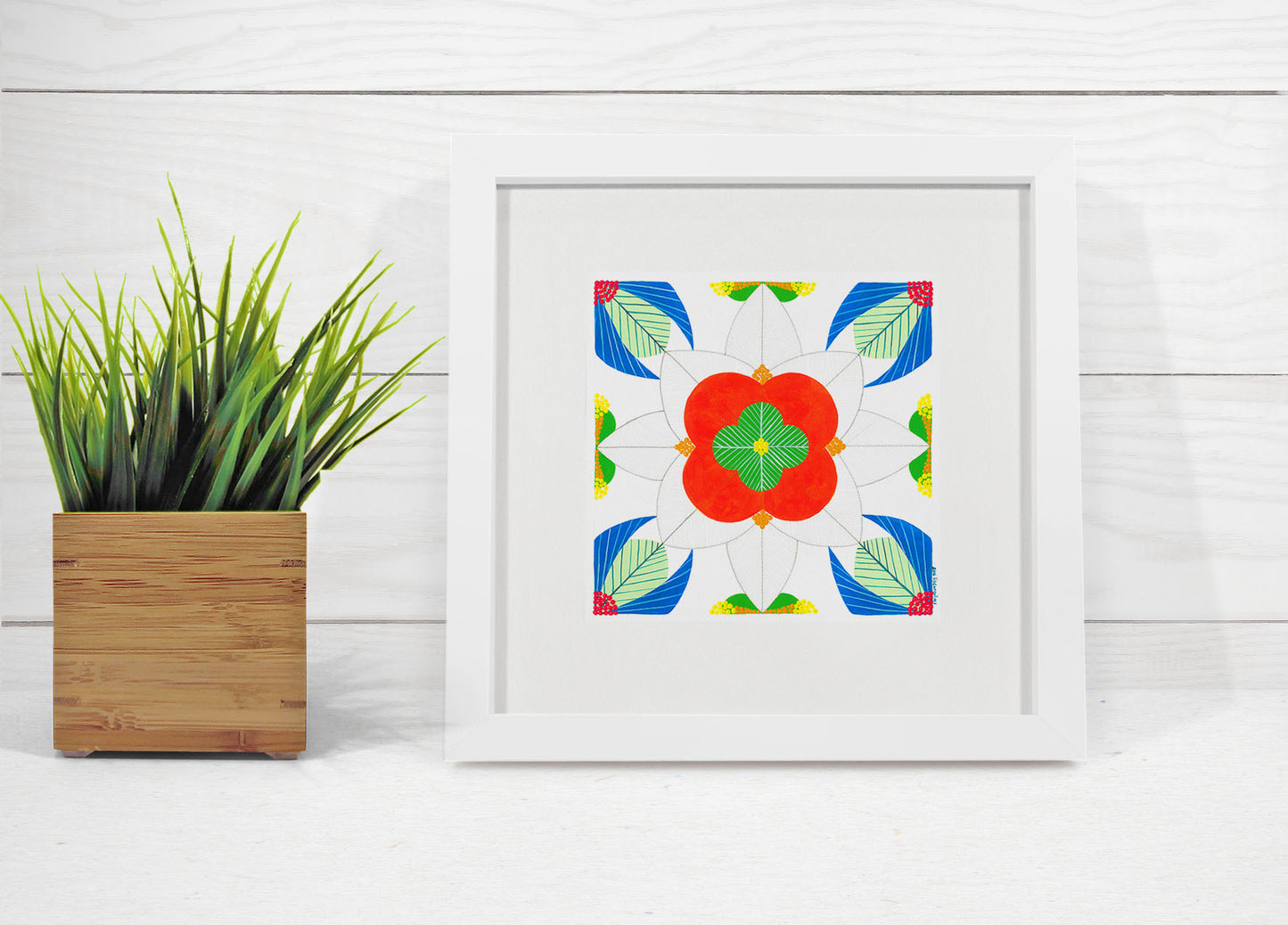 Portuguese Tiles (Mixed media - Orange)